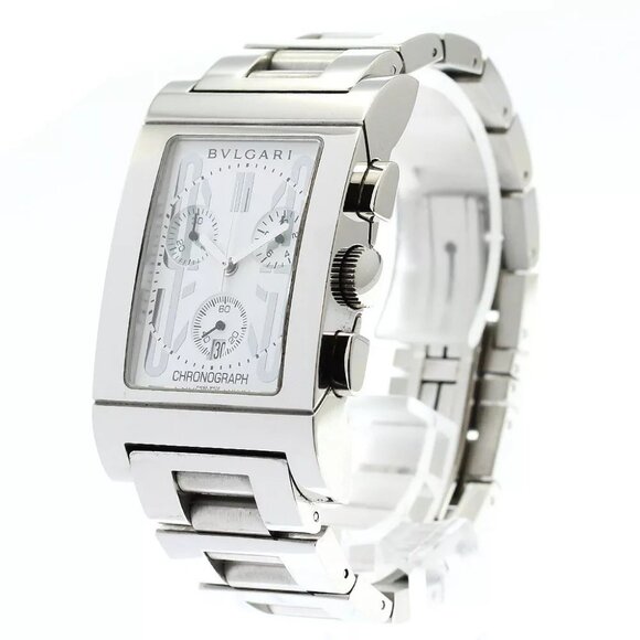 BVLGARI Rettangolo RTC49S Chronograph Date white Dial Quartz Men's Watch_875677 - Picture 1 of 12
